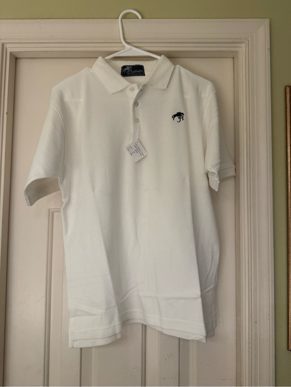 NWT Hadfield’s Saddlery Kids Youth XL White Equestrian Polo Horse Shirt